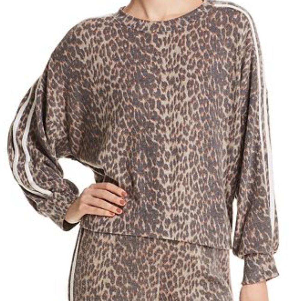 Vintage Havana Track Stripe Cheetah Sweatshirt